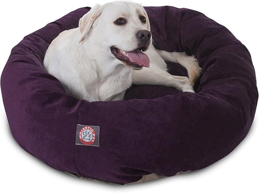 Majestic Pet 40 Inch Micro Velvet Calming Dog Bed Washable – Cozy Soft Round Dog Bed with Spine for Head Support 40x29x9 (inch)