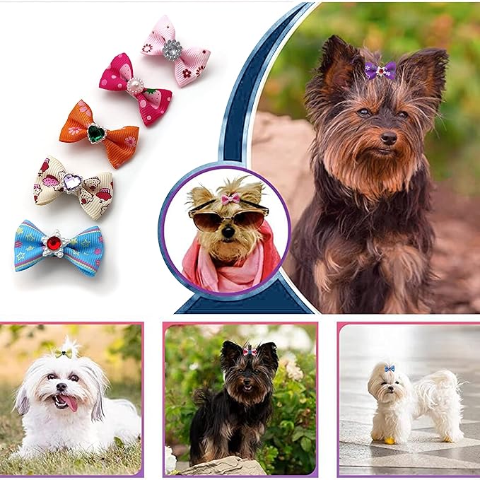 60Pcs Puppy Dogs Hair Barrettes Bows with Metal Clips