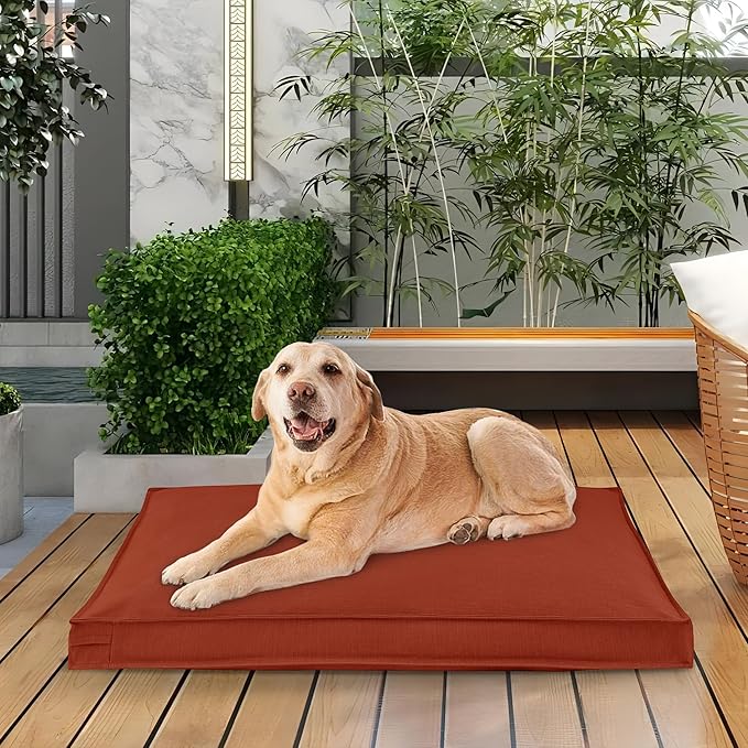 Dog Bed Cover, Waterproof Dog Bed Replacement Cover with Zipper, Oxford Removable Pet Bed Mattress Protector for Outdoor Use, 44Lx32Wx3H in, Bed Cover Only, Tangerine