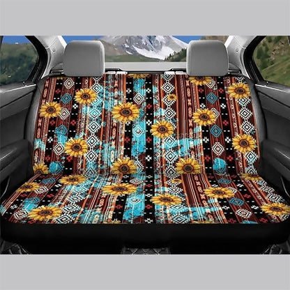 AFPANQZ Aztec Sunflower Car Rear Seat Cover Non-Slip Stretch Universal Fit
