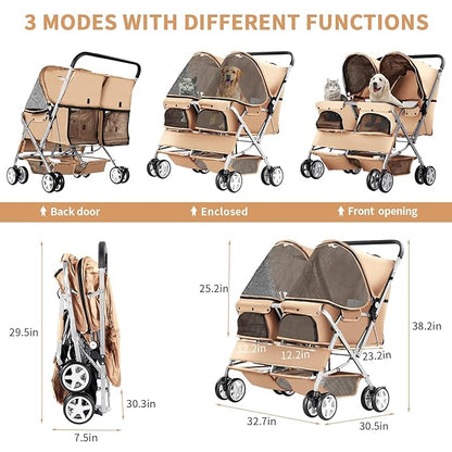 Double Pet Stroller 2 Dogs