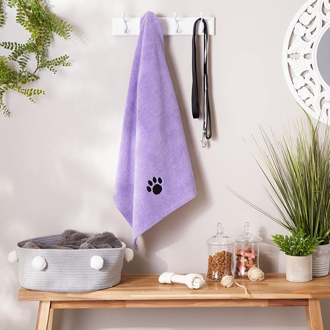 Bone Dry Embroidered Pet Grooming Towel Collection 41x23.5, Lavender