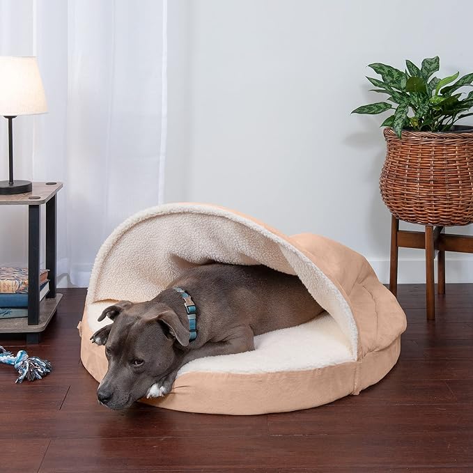 Furhaven 35" Round Cooling Gel Dog Bed for Large/Medium Dogs w/ Removable Washable Cover 50 lbs 35-inch