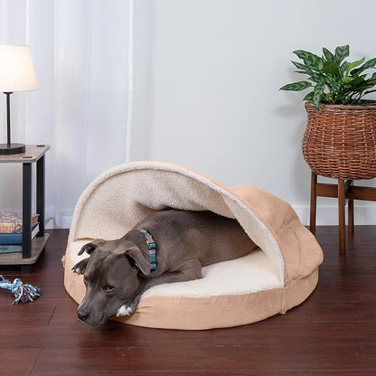 Furhaven 35" Round Cooling Gel Dog Bed for Large/Medium Dogs w/ Removable Washable Cover 50 lbs 35-inch