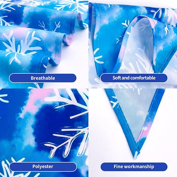 10PCS Big Dog Bandanas Winter Bulk for Large XL Breed Dog Snow Forest Ice PineTree Pattern Kerchief Triangle Bibs Head Scarves for Boys and Girls Grooming Accessories Costume