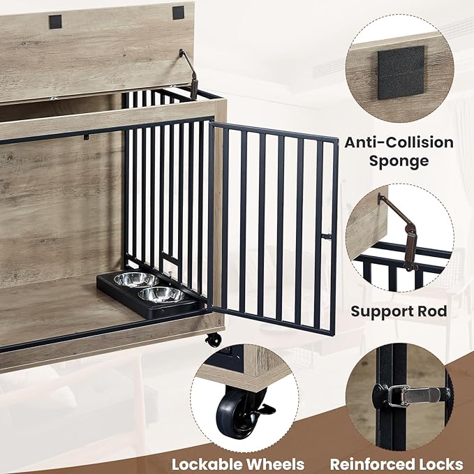 Rovibek Large Dog Crate 44 Inch, 2 Removable