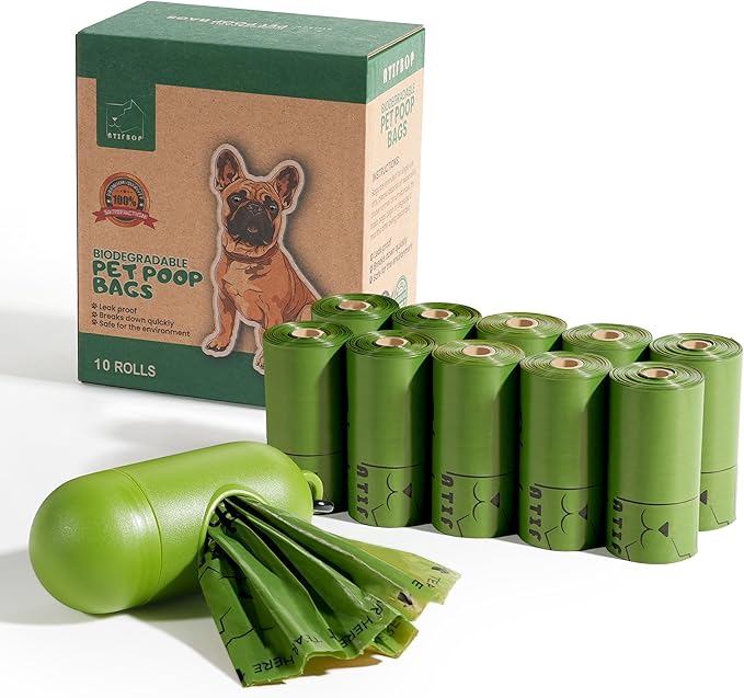 Biodegradable Dog Poop Bags 150 Count 10 Rolls with Dispenser