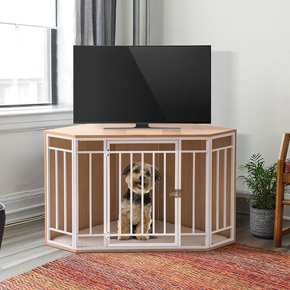 MEWOO Corner Dog Crate Furniture with Cushion