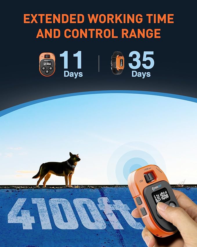 ABBIDOT Dog Shock Collar with Remote Control 4100 ft 178 Levels, 4 Correction 10-130 Lbs, 6 Dogs