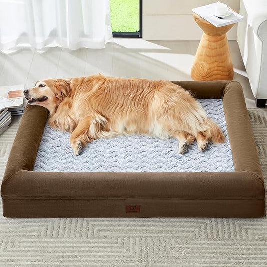 WNPETHOME Washable Dog Beds Large Sized Dog, XXXL Dog Bed, Orthopedic Dog Sofa Bed with Removable & Waterproof Cover, Extra Large Dog Bed with Bolster Sides for Sleeping, Giant Dog Bed with Sides