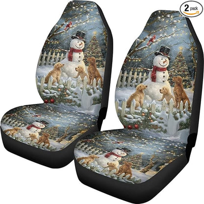 Christmas Snowman Light Car Seat Covers Full Set of 2