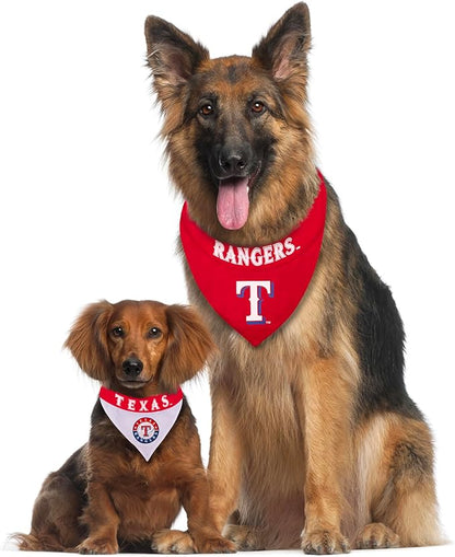 Pets First MLB Texas Rangers Reversible Bandana Size XX-Large for Dogs & Cats. 2 Sided Sports Bandana