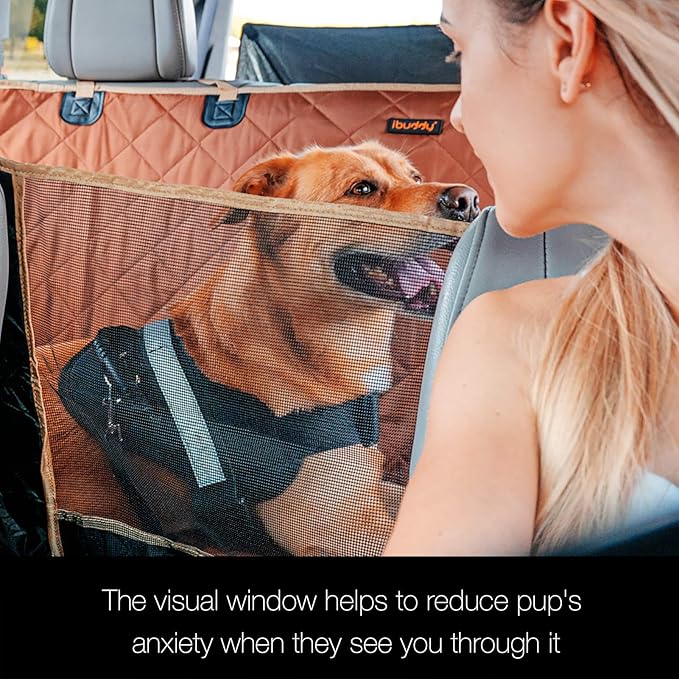 iBuddy Dog Car Seat Cover Waterproof Dog Seat Cover for Back Seat with Mesh Window