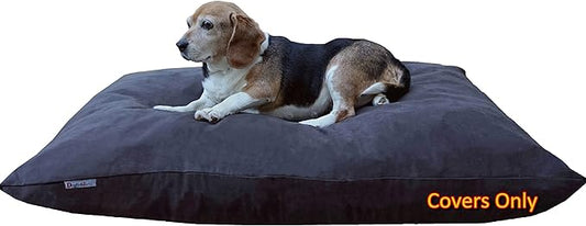 Dogbed4less Do It Yourself DIY Pet Bed Pillow Duvet Suede Cover + Waterproof Internal case for Dog/Cat at Large 48"X29" Espresso Color - Covers only