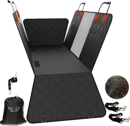 KULULU Dog Car Seat Cover for Back Seat 100% Waterproof (60" W 64" L))