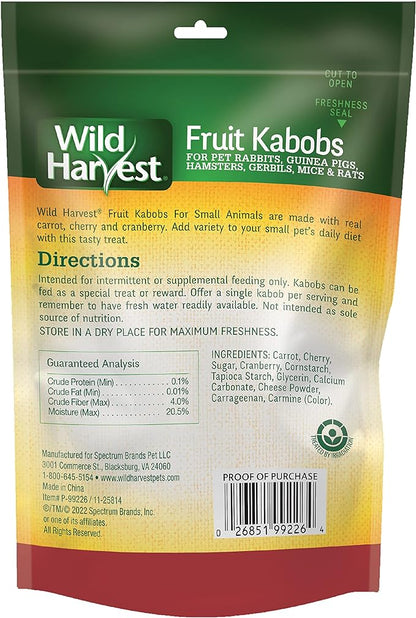 Wild Harvest Fruit Kabobs, 6 Count, for Pet Rabbits, Guinea Pigs, Hamsters, Gerbils, Mice and Rats