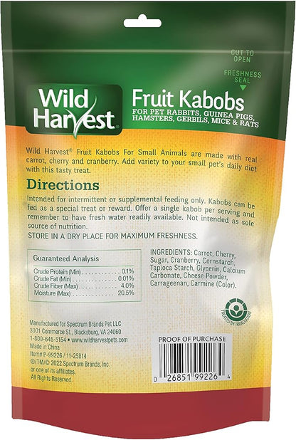 Wild Harvest Fruit Kabobs, 6 Count, for Pet Rabbits, Guinea Pigs, Hamsters, Gerbils, Mice and Rats