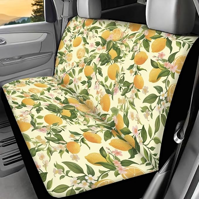 AFPANQZ Lemon Car Backseat Covers Dog Seat Cushion for Rear Seat Non-Slip Soft Car Seat Covers for Dogs