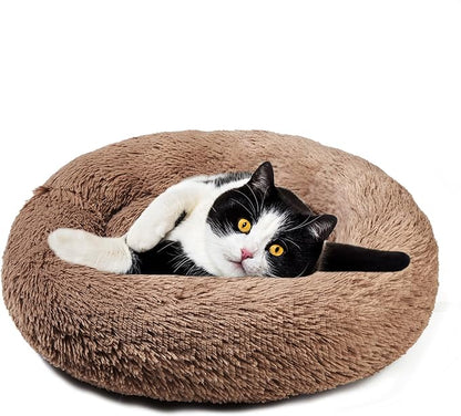 Aurako Cat Bed Dog Bed Round Cushion Pet 20" Khaki