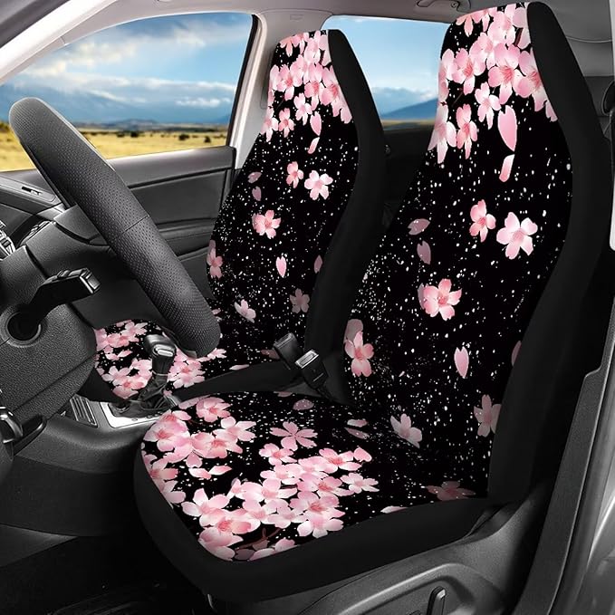 Cherry Blossom Vehicle Seat Covers Set Front Back 4 Travel