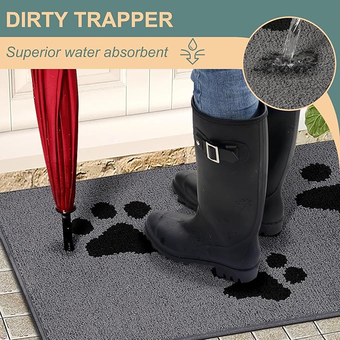 Mibao Door Mat Indoor 35.5" x 23.5", Grey