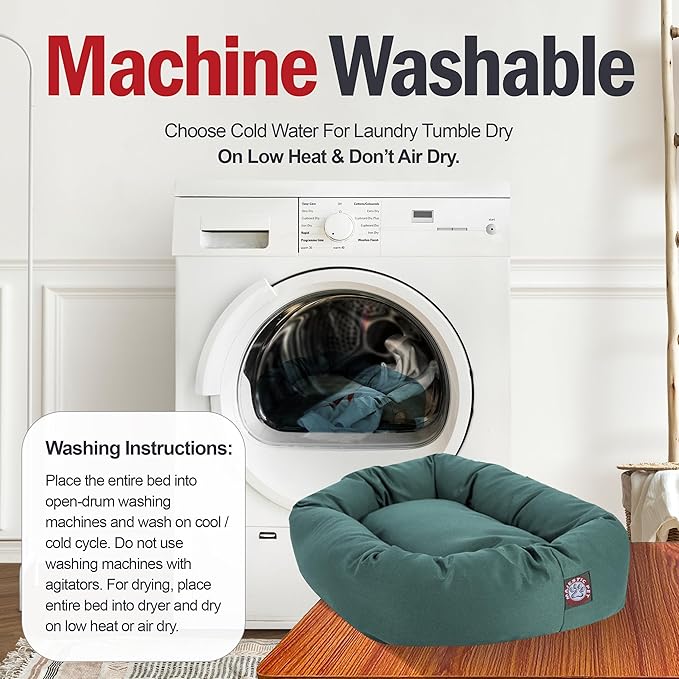 Majestic Pet 24 Inch Micro Velvet Calming Dog Bed Washable – Cozy Soft Round Dog Bed with Spine for Head Support 24x19x7 (inch)