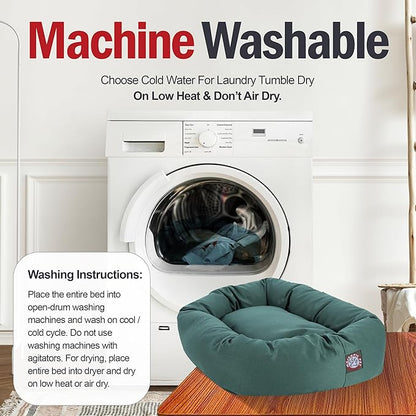 Majestic Pet 24 Inch Micro Velvet Calming Dog Bed Washable – Cozy Soft Round Dog Bed with Spine for Head Support 24x19x7 (inch)