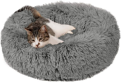 Furhaven 23" Round Calming Donut Dog Bed for Indoor Cats & Small Dogs 20 lbs 23.0"L x 23.0"W x 9.0"Th