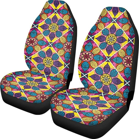 UNICEU Mandala Flowers Tribes Car Front Seat Covers Set of 2
