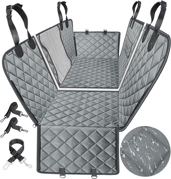 URPOWER 6-in-1 Dog Car Seat Cover for Back Seat 40/60 Split
