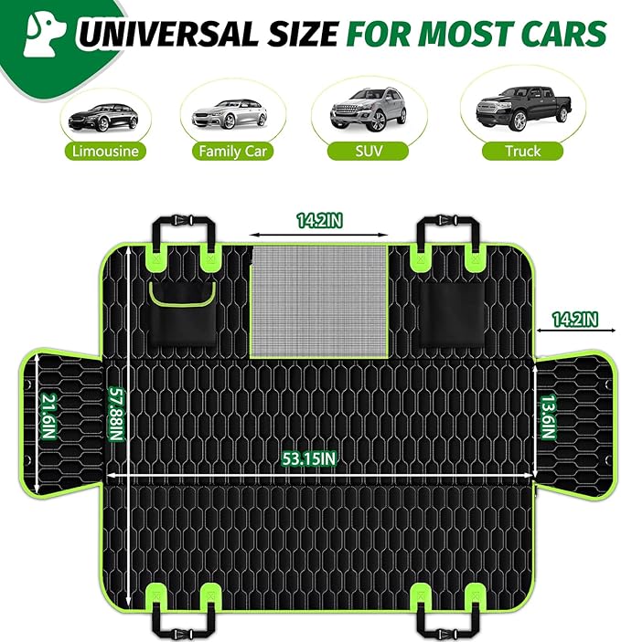 6-in-1 Dog Car Seat Cover for Back Seat 600D Waterproof