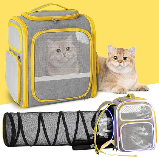 Cat Backpack Carrier Bubble Expandable Pet Carriers Backpack for Small Dogs, Large Space Bag with Collapsible Tunnel Airline Approved, Kitten Puppy for Outdoor Travel Hiking Fit Up to 20 Lbs