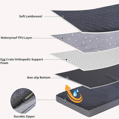 Orthopedic Waterproof Dog Bed for Large and Medium Dogs 30 x 20 inches 50 lbs