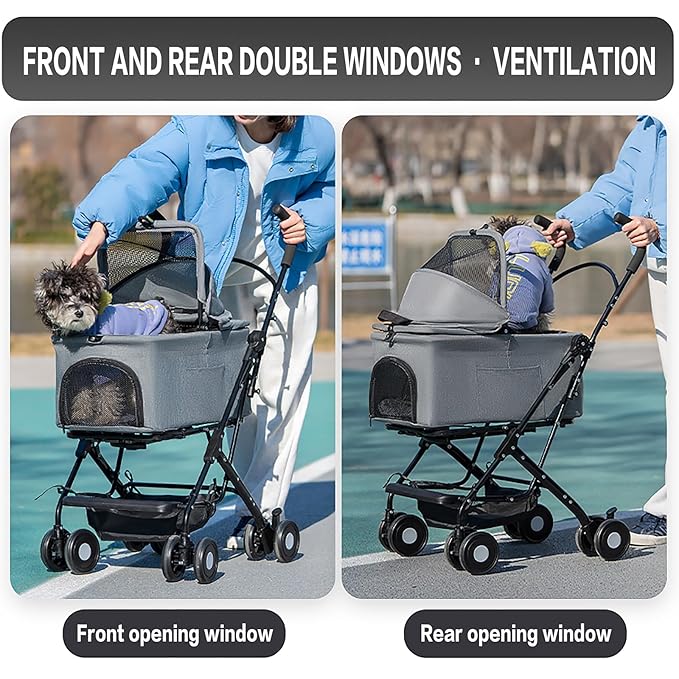 3 in 1 Dog Stroller 4 Wheels Folding