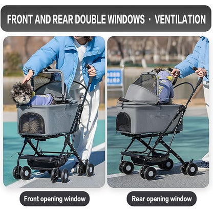 3 in 1 Dog Stroller 4 Wheels Folding