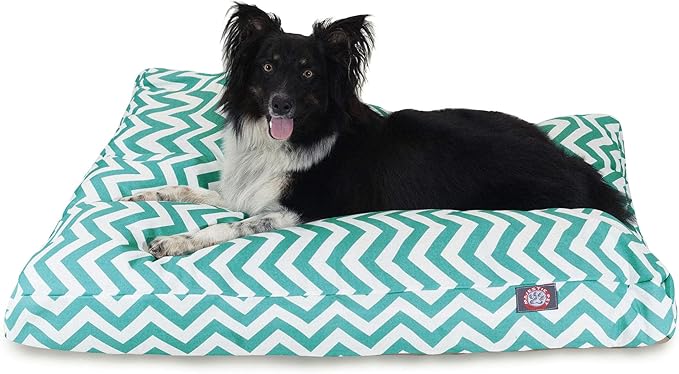 Teal Chevron Large Rectangle Indoor Outdoor Pet Dog Bed With Removable Washable Cover By Majestic Pet Products