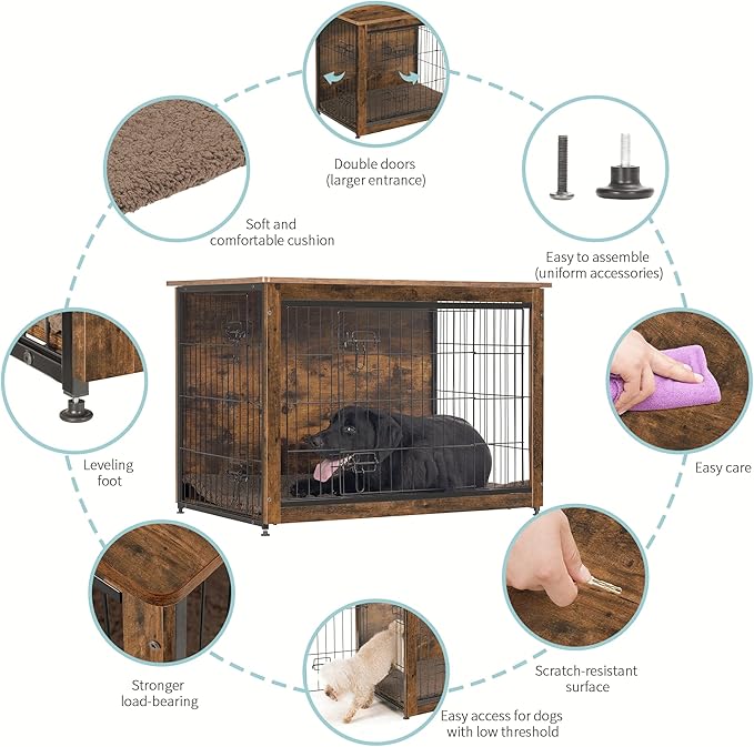 DWANTON Dog Crate Furniture with Cushion 38.5" L,