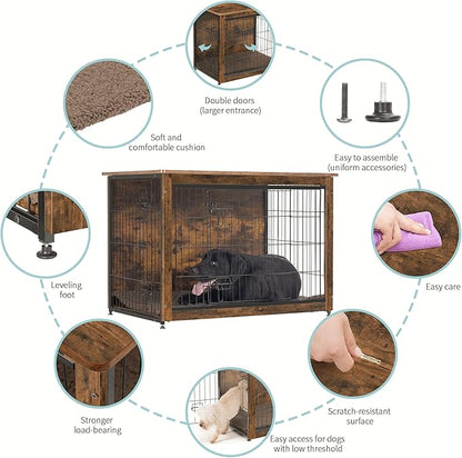 DWANTON Dog Crate Furniture with Cushion 38.5" L,