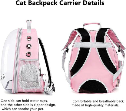 Cat Backpack Carrier,Expandable Bubble Backpack for Carrying Cats and Puppies,Airline-Approved Pet Travel Carrier Designed for Travel, Hiking, Walking Outdoor Use,Pink