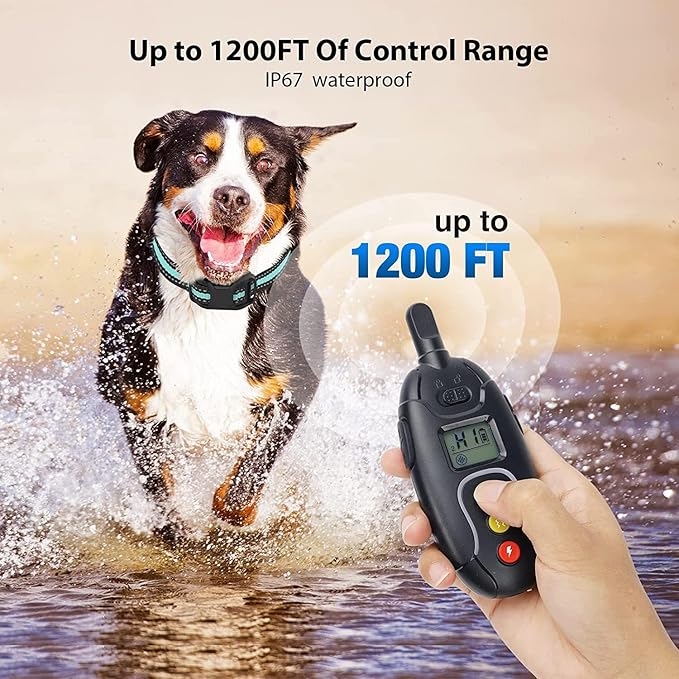 Dog Training Collar with Remote 1200ft Control Range 5-120 lbs IP67 Waterproof (1-8) Shock (1-16) Vibration (1-99) Modes
