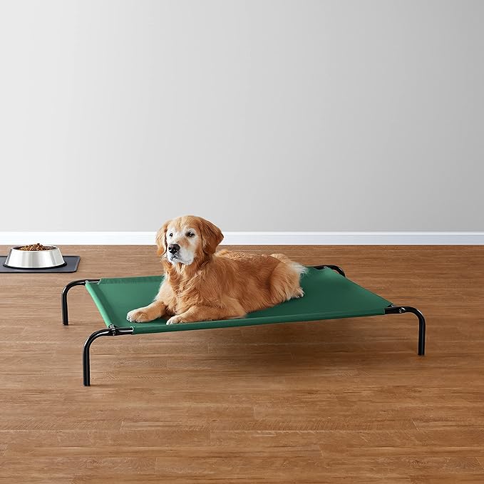 Amazon Basics Cooling Elevated Dog Bed with Metal Frame 130 x 80 x 19 cm