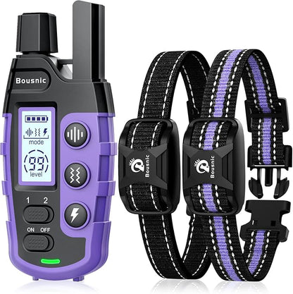Bousnic Dog Shock Collar 2 Dogs (5-120Lbs) 3300 ft (1-8) Vibration (1-16) and (1-99) Modes