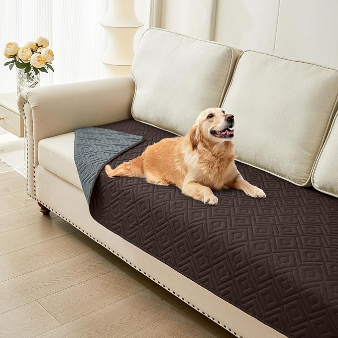 hyha Waterproof Dog Blanket, Soft Dog Bed Cover Pet Blankets, Waterproof Sofa Couch Cover for Dogs Washable, Reversible Pet Couch Covers for Sofa Furniture (30x70 Inch, Chocolate/Dark Grey)