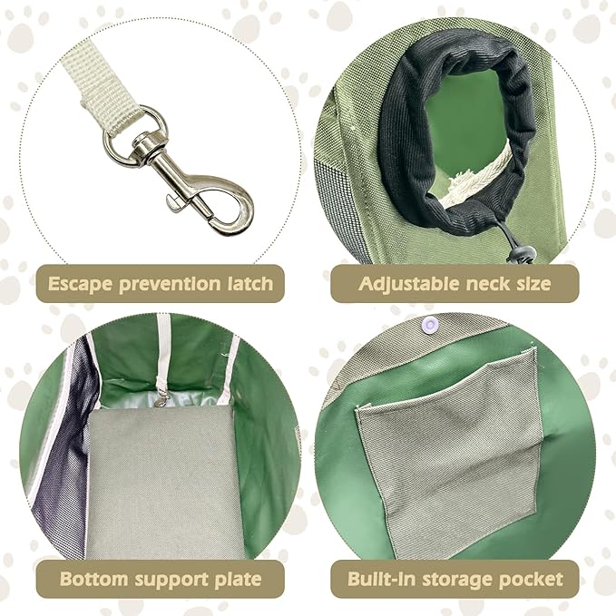 Fhiny Cat Purse Carrier, Small Dog Carrier Tote Breathable Mesh Pet Carrier Bag Soft Sided Adjustable & Foldable Kitten Travel Bag for Cats Kittens Rabbits Small Dogs Shopping Travel (Green)