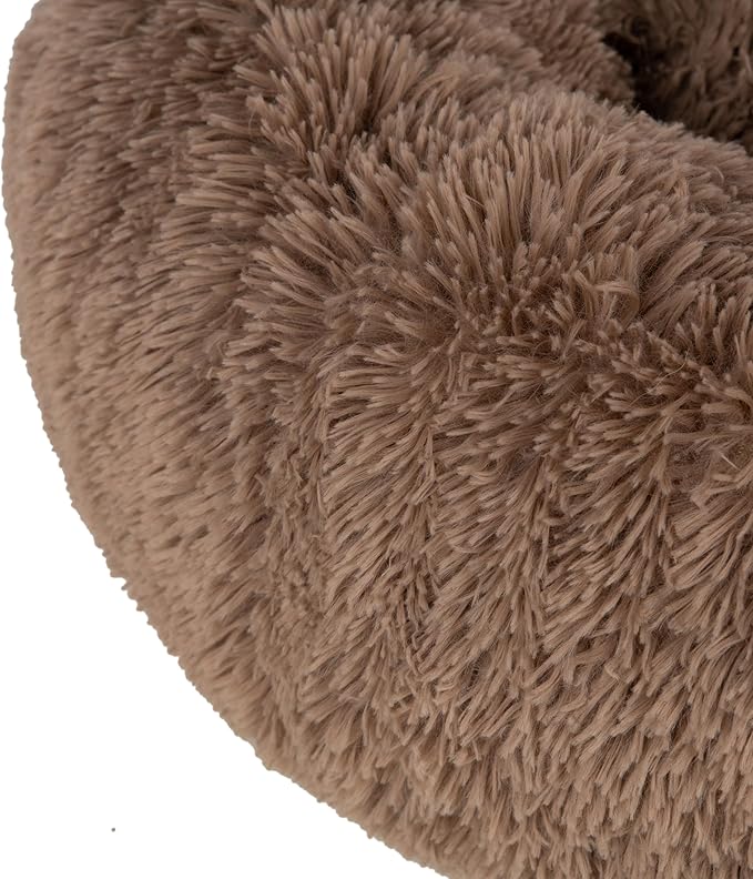 Best Pet Supplies Round Calming Dog Bed with Plush Faux Fur Fabric 27x27x7.5''