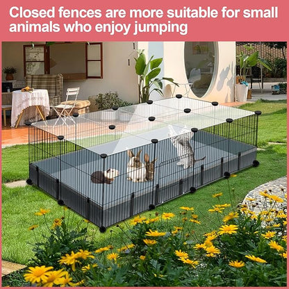 20 Panels Small Animal Playpen, Pet Playpen with Waterproof Mat, C&C Cage for Guinea Pigs, Rabbit/Bunny Cage, Bunny/Puppy Playpen, Indoor Outdoor Portable Metal Wire Yard Fence