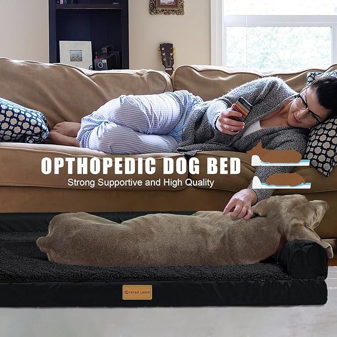 Patas Lague Orthopedic Jumbo Dog Bed for Extra Large Dogs 56''X40''