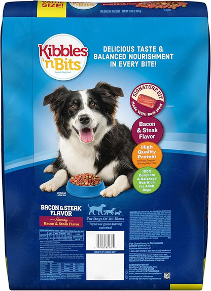 Kibbles N Bits Bacon & Steak Flavor Dry Dog Food, 16 lb Bag