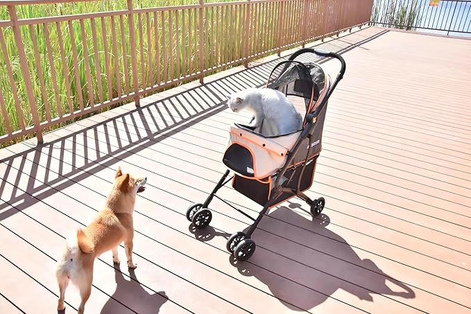 Dog Stroller Pet Stroller Cat Stroller Advanced Portable 1-Hand Quick