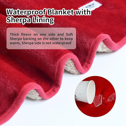 Waterproof Pet Blanket Dog Blankets, Super Soft Warm Fluffy Facecloth Sofa Car Bed Protector, Urine Proof Washable Outdoor Pet Blanket for Puppy Large Dogs & Cats(Red120cm*200cm)